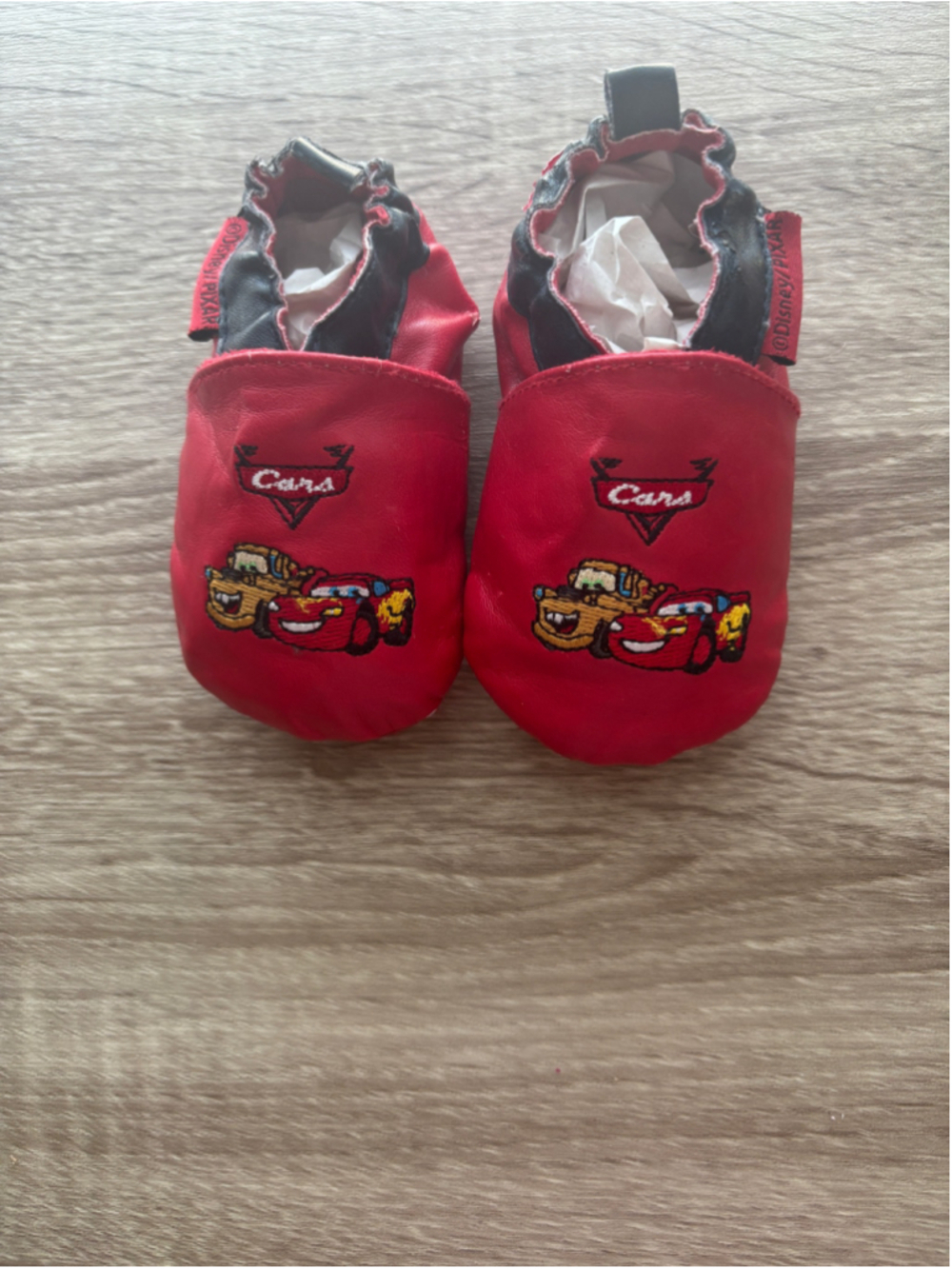 Vintage Disney Cars Leather Soft-Soled Slippers 12-18 Months Lightening McQueen